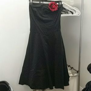 Black with white polka dots dress with rose